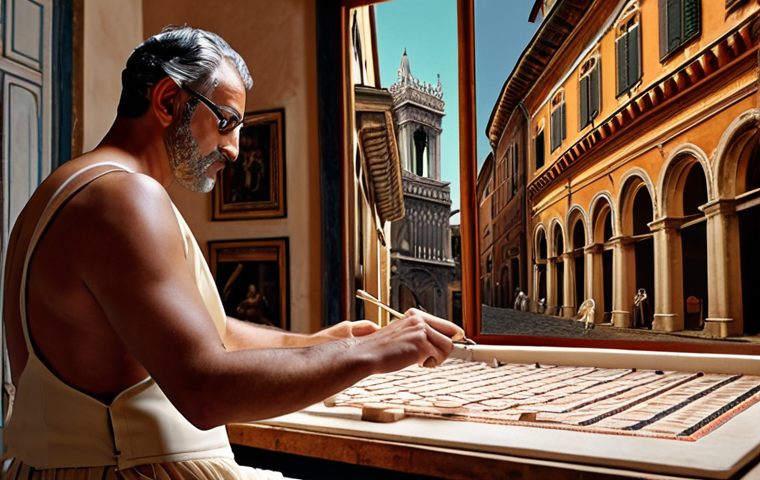 A blend of Italian heritage and digital innovation. Imagine a close-up of a skilled artisan's hands (e.g., a ceramicist, tailor, or violin maker) working on a traditional Italian craft, subtly enhanced or surrounded by glowing digital data streams, lines of code, or augmented reality projections. The background hints at a classic Italian workshop or cityscape transitioning into a high-tech environment, symbolizing the seamless integration of ancient excellence and modern technology.