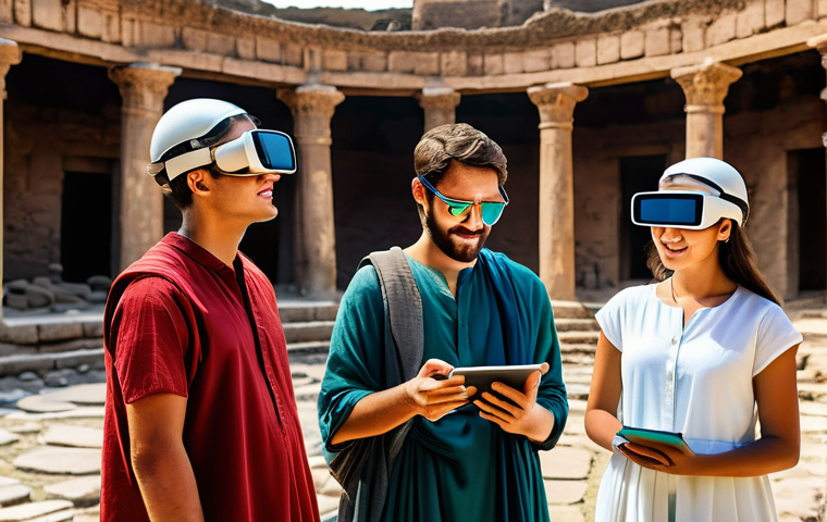 기술 발전 여행의 에코 투어리즘 - **Prompt 1: "A young, diverse couple, casually dressed in stylish hiking attire and wearing comforta...